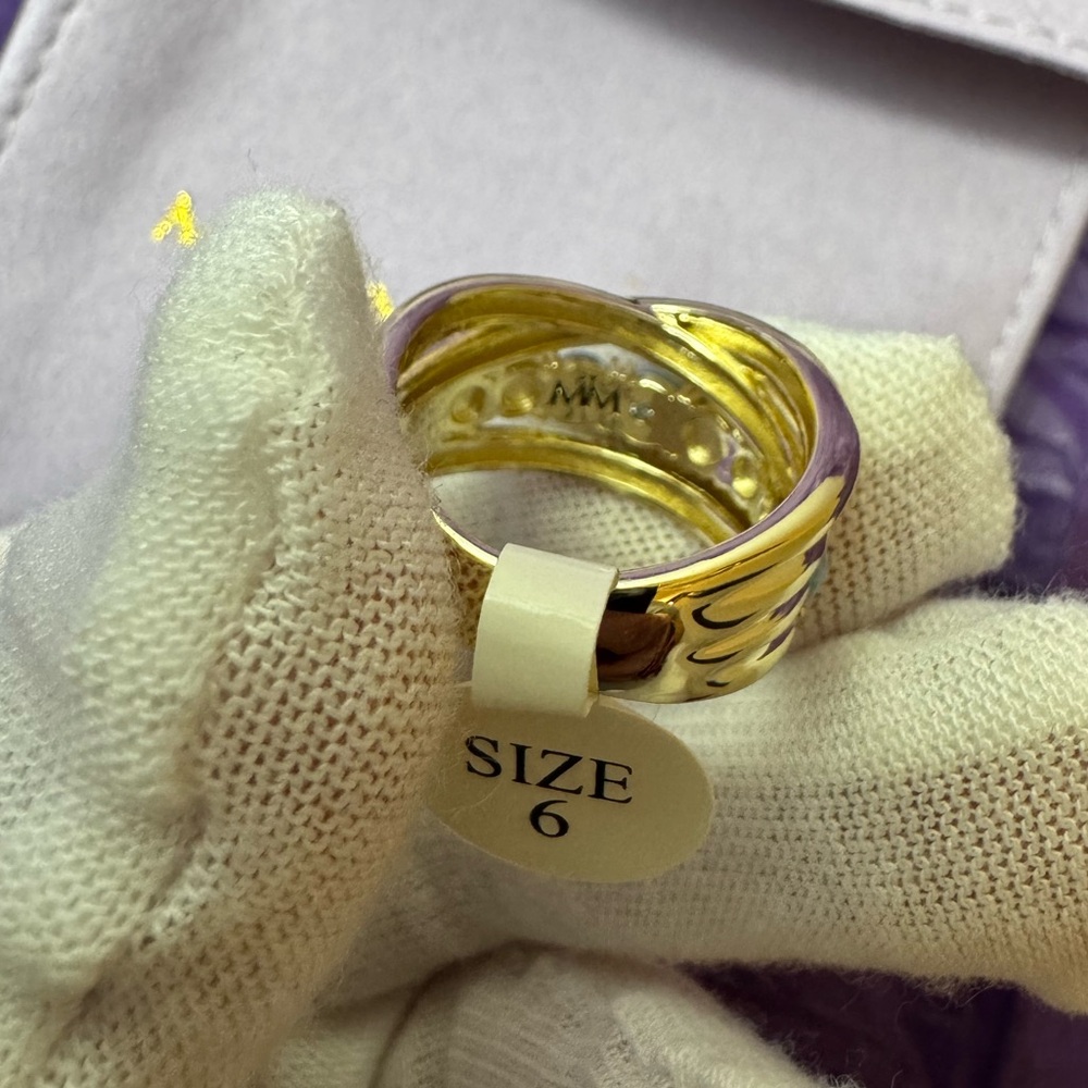 Gold and Blue Opal Women's Ring - Picture 10 of 12
